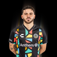 Panos Armenakas wearing an Oakland Roots SC 2025 Primary Kit.